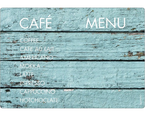 Memoboard mySpotti memo Café & Menu 590x410x2 mm Café Menü auf Holzuntergrund