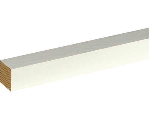 Flachleiste Fichte/Kiefer weiß lackiert 2400 x 28 x 28 mm Weiß lackiertes Vierkantholz