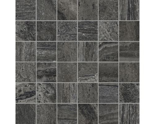 Feinsteinzeugmosaik Portman 30,0x30,0 cm anthrazit matt Quadratische Mosaikfliese mit matter Oberfläche