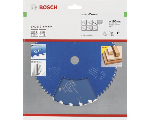 Bosch Logo. Kreissägeblatt mit 190 Millimeter Durchmesser für Holz.