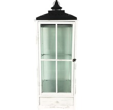 Laterne Holz-Metall-Glas 39x39x110 cm weiß