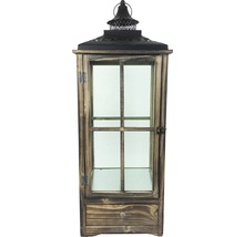 Laterne Holz-Metall-Glas 32x32x80 cm braun