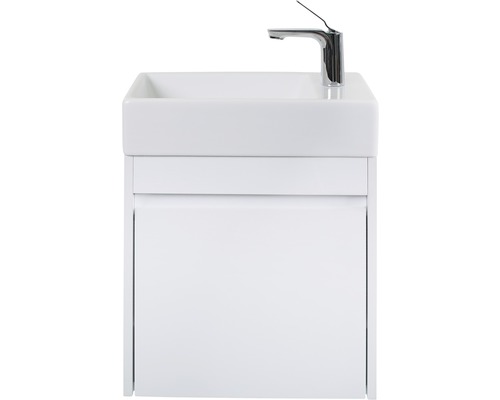 Waschbeckenunterschrank Form & Style Avellino 54x45x28 cm mit Keramikwaschbecken weiß Waschtischunterschrank mit Waschbecken und Armatur