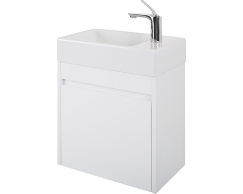 Waschtisch mit Unterschrank und Armatur für das Badezimmer