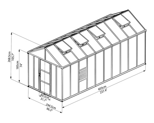 Abmessungen Gewächshaus