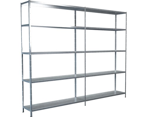Steck-Grundregal und Anbauregal Schulte 2400x2000x350 mm, 10 Böden, Set, verzinkt Metallregal mit fünf Ebenen zur Lagerung