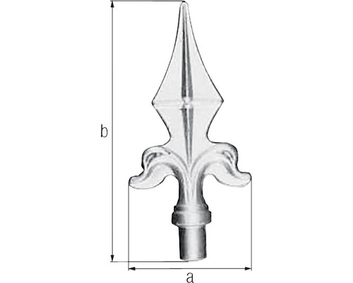 Metallzaunspitze mit Abmessungsangaben