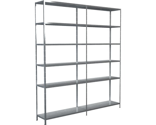 Steck-Grundregal und Anbauregal Schulte 2000x2300x350 mm, 12 Böden, Set, verzinkt Metallregal mit sechs Regalböden zur Aufbewahrung