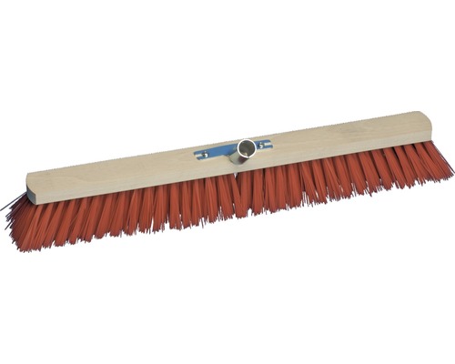 Breiter Straßenbesen mit Holzrücken und Borsten