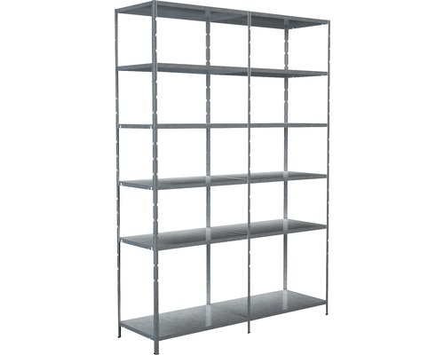 Steck-Grundregal und Anbauregal Schulte 1600x2300x500 mm, 12 Böden, Set, verzinkt Metallregal mit sechs Böden