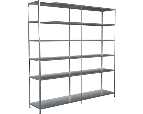 Steck-Grundregal und Anbauregal Schulte 2200x2300x500 mm, 12 Böden, Set, verzinkt Regalsystem aus Metall mit mehreren Regalböden.