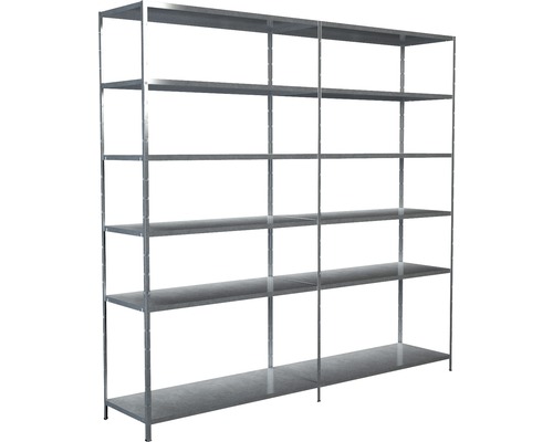 Steck-Grundregal und Anbauregal Schulte 2400x2300x500 mm, 12 Böden, Set, verzinkt Metallregal mit mehreren Ebenen für Lager und Aufbewahrung