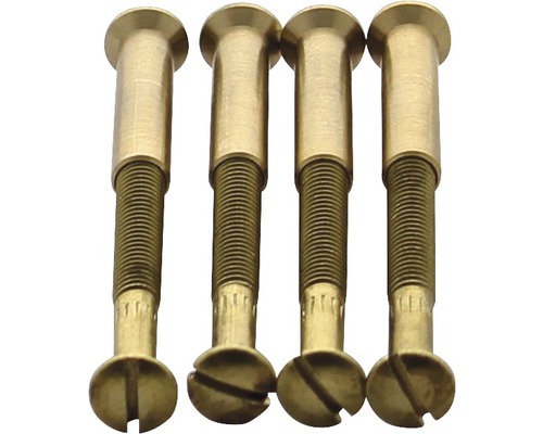 Hülsenschrauben + Hülsenmutter M4x38 mm zur Montage für Türdrücker je 4 Stück Messing Vier Messingschrauben mit Schlitzkopf