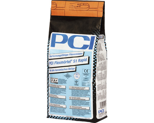 PCI Flexmörtel® S1 Rapid verformungsfähiger Fliesenkleber für alle keramischen Beläge grau 5 kg