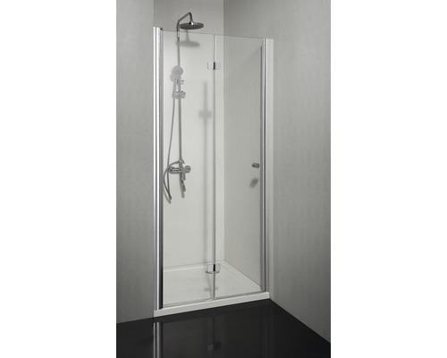 Drehfalttür für Nische und Seitenwand Sanotechnik Smartflex D1280FL 800x1950 mm Anschlag links Echtglas Klar Hell chromoptik