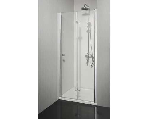 Drehfalttür für Nische und Seitenwand Sanotechnik Smartflex D1291FR 900x1950 mm Anschlag rechts Echtglas Klar hell chromoptik