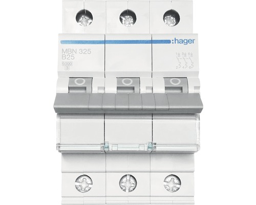 Hager MBN325 B 25A Sicherungsautomat 6kA 3-polig Hager Leitungsschutzschalter dreiphasig