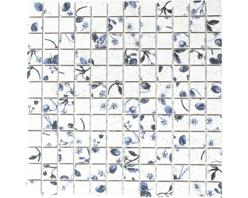 Keramikmosaik Quadrat CG SB09 30,0x30,0 cm weiß blau
