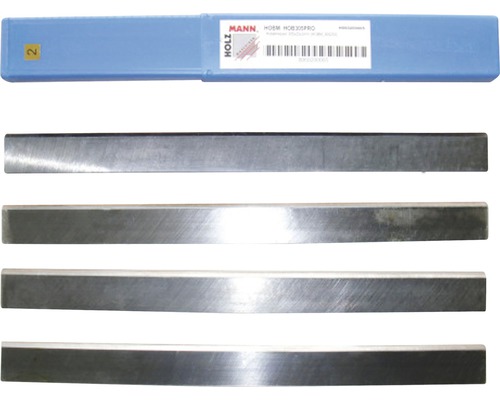 Hobelmesser-Satz mit vier Stahlmessern und zugehöriger Aufbewahrungsbox