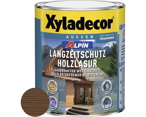 XYLADECOR Alpin Langzeitschutz Holzlasur nussbaum 1 L Xyladecor Holzlasur Dose für Aussenbereich