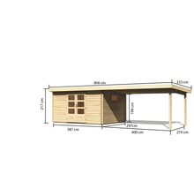 Abmessungen eines Holzgartenhauses mit Carport