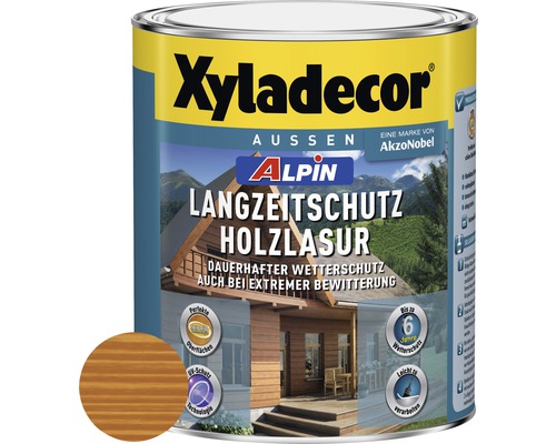 XYLADECOR Alpin Langzeitschutz Holzlasur pinie 1 L Xyladecor Langzeitschutz Holzlasur für den Außenbereich im Farbeimer
