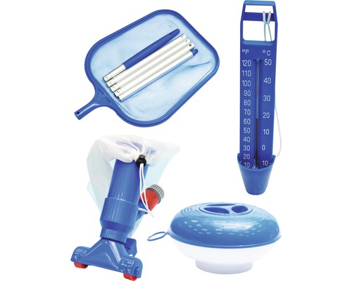 Poolreinigungs-Set Planet Pool inkl. Kescher, Stange, Poolthermometer, Venturisauger & Dosierschwimmer