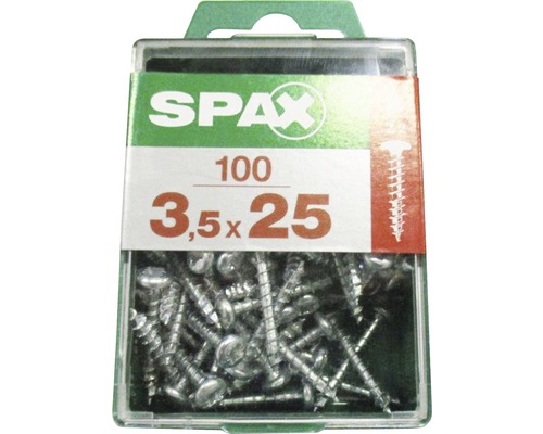 Spax Universalschraube Kreuzschlitz PZ 2, Halbrundkopf, 3,5x25 mm, 100 Stück Spax Universalschraube Kreuzschlitz PZ 2, Halbrundkopf, 3,5x25 mm, 100 Stück