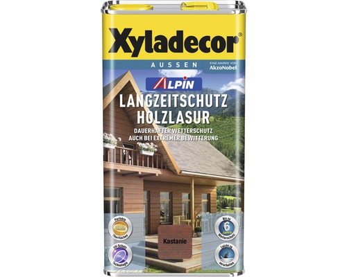 Xyladecor Langzeitschutz Holzlasur für Außenbereiche im Kastanienfarbton