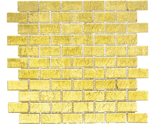 Glasmosaik Crystal Brick CM 4GO30 30,0x30,0 cm gold Mosaikfliese im Ziegeldesign für Wandverkleidung