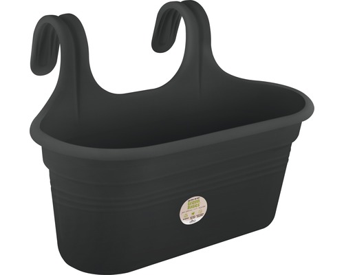 Blumenkasten elho Green Basics Kunststoff 26x36x26 cm schwarz inkl. Halterung Schwarzer Geländerkasten aus Kunststoff mit Aufhängung