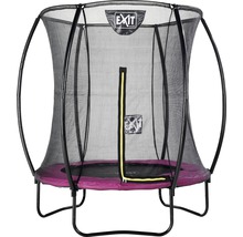 Schwarzes Gartentrampolin mit Sicherheitsnetz und violettem Rand