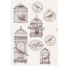 Tapete mit Vogelkäfig- und Vogelmotiven