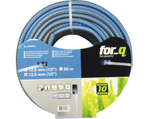 Gartenschlauch for_q Komfort Kunststoff 1/2 Zoll 50 m blau Blauer Gartenschlauch, 12,5 mm Durchmesser, 50 Meter Länge