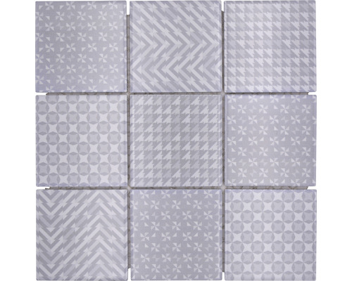 Keramikmosaik Quadrat Geo 30,0x30,0 cm grau