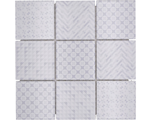 Keramikmosaik Quadrat Geo 30,0x30,0 cm weiß