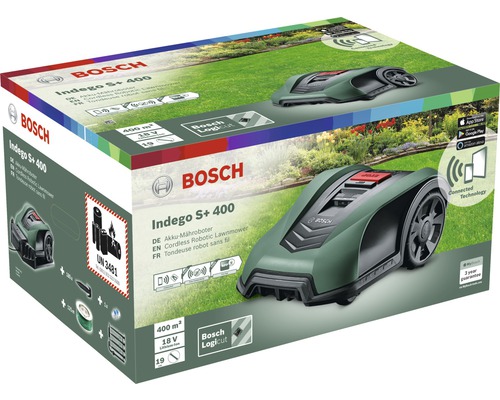 Verpackung des Bosch Indego S+ 400 Akku Mähroboters
