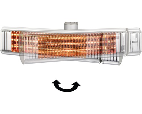 Schwenkbarer Heizstrahler mit Heizelementen.