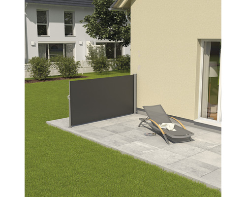 Seitenmarkise 1,6x3 Stoff Uni anthrazit Gestell RAL 9006 weißaluminium mit abnehmbarem Pfosten Seitenmarkise 1,6x3 Stoff Uni anthrazit Gestell RAL 9006 weißaluminium mit abnehmbarem Pfosten