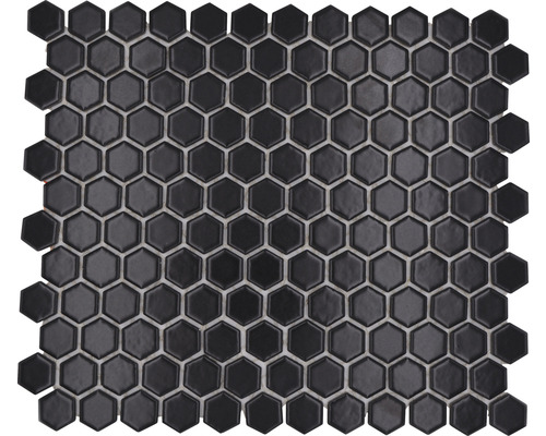Keramikmosaik Hexagon HX065 26,0x30,0 cm schwarz