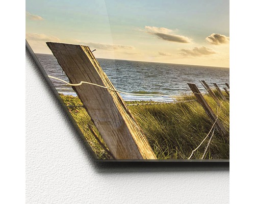 Acrylglasbild mit einer Dünenlandschaft und einem Holzzaun