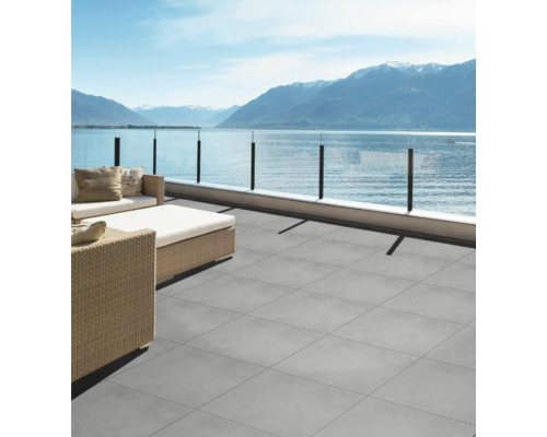 Feinsteinzeug Terrassenplatte Mirava Hometek anthrazit matt 60x60x2 cm rektifiziert