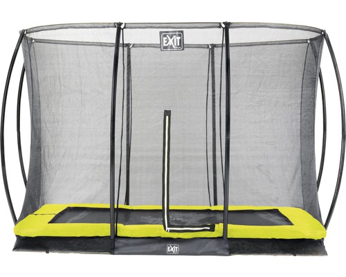 Trampolin EXIT Silhouette Ground eckig 214x305 cm Netz lime Rechteckiges Gartentrampolin mit Sicherheitsnetz