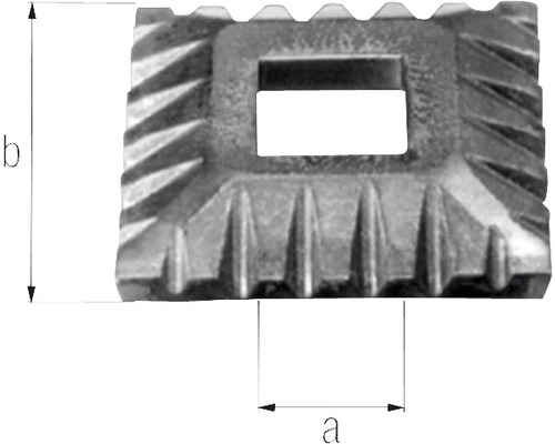 Formstein mit quadratischer Aussparung und Maßangaben