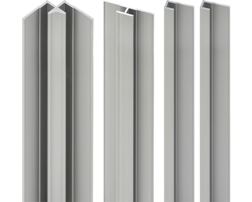 Profilset Schulte ExpressPlus Decodesign 2100 mm alu-natur für 3 mm Duschrückwände Verschiedene Aluminiumprofile zur Wandmontage