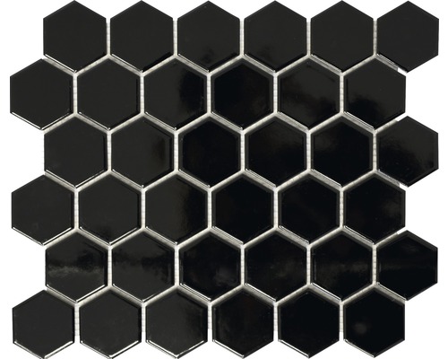 Keramikmosaik Hexagon HX090 32,5x28,1 cm schwarz