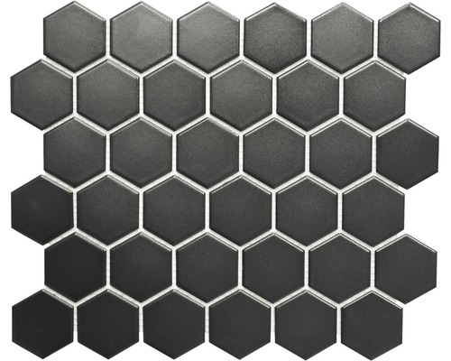 Keramikmosaik Hexagon HX095 32,5x28,1 cm schwarz