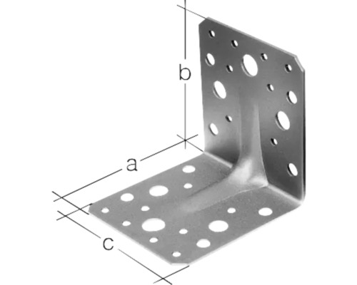 Winkelverbinder aus Metall mit Löchern und Größenangaben