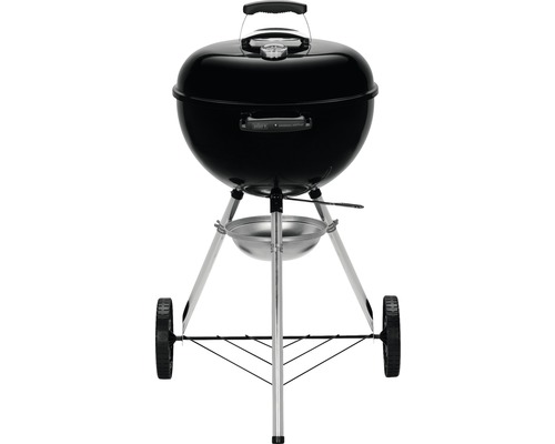 Schwarzer Kugelgrill mit Deckel, Griff und Rädern