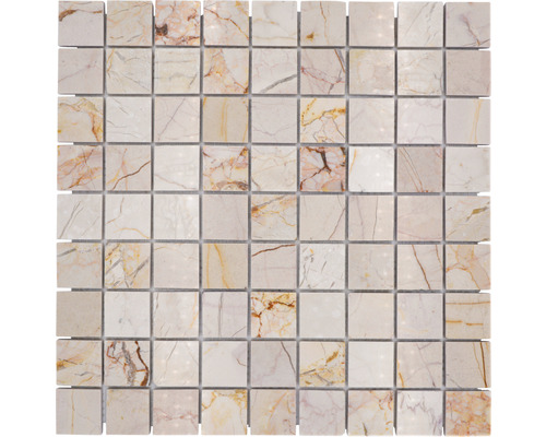 Natursteinmosaik Marmor Quadrat MOS 32/2807 30,5x30,5 cm beige gold